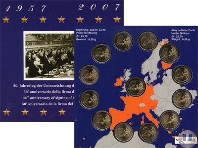 Продать Подарочные монеты Германия 50-летие ЕЭС 2007 Биметалл