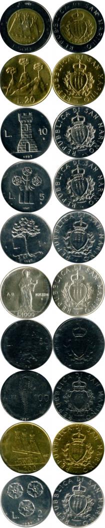 Продать Подарочные монеты Сан-Марино Регулярный выпуск 1987 года, 1987 
