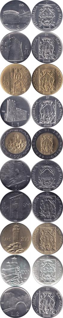 Продать Подарочные монеты Сан-Марино Регулярный выпуск 1987 года, 1988 