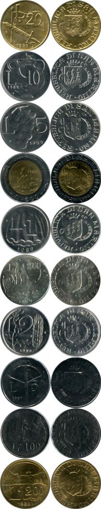 Продать Подарочные монеты Сан-Марино Регулярный выпуск 1989 года 1989 