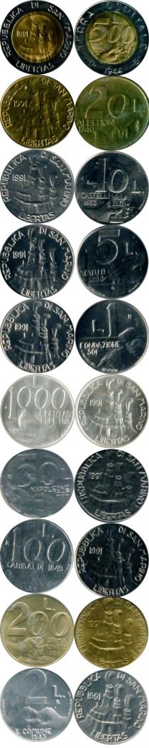 Продать Подарочные монеты Сан-Марино Стандартный выпуск 1991 года 1991 