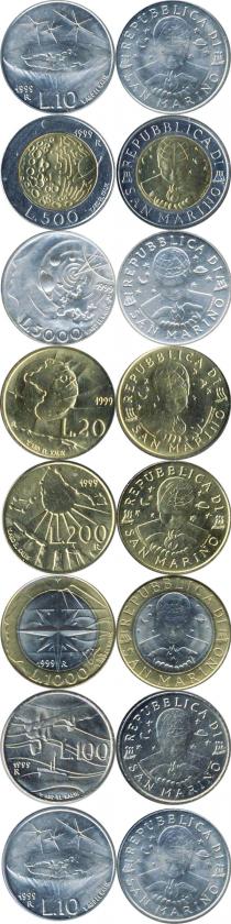 Продать Подарочные монеты Сан-Марино Набор: Путешествия по земле, по морю, по небу 1999 