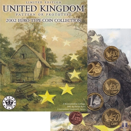 Продать Подарочные монеты Великобритания Образцы евро монет 2002 