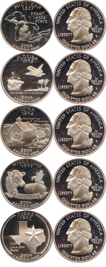 Продать Подарочные монеты США Серебряные четвертаки 2004 года 2004 Серебро