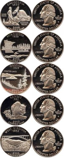 Продать Подарочные монеты США Памятные четвертаки 2005 Серебро