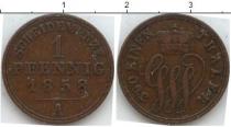 Продать Монеты Мекленбург-Стрелитц 1 пфенниг 1858 Медь