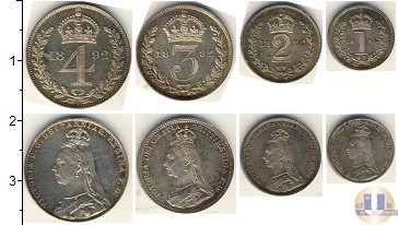 Продать Наборы монет Великобритания Маунди-сет 1892 (Благотворительный набор) 1892 Серебро