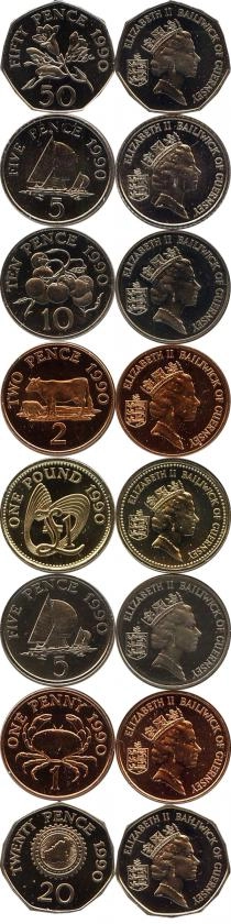 Продать Подарочные монеты Гернси Выпуск 1990 года 1990 