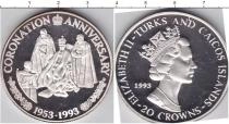 Продать Монеты Теркc и Кайкос 20 крон 1993 Серебро