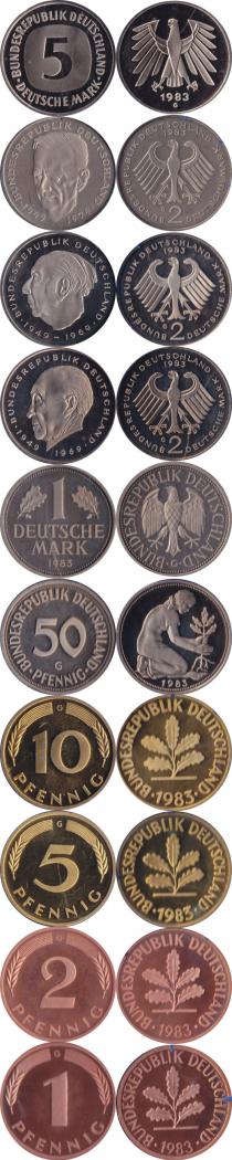 Продать Подарочные монеты ФРГ Монеты 1983 (чеканка Карлсруэ) 1983 