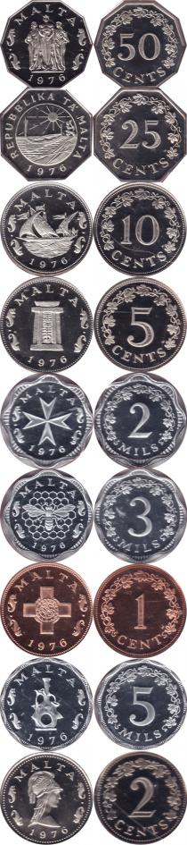 Продать Подарочные монеты Мальта Набор монет 1976 года 1976 
