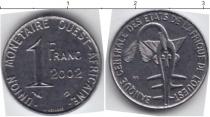 Продать Монеты КФА 1 франк 2002 Медно-никель