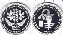 Продать Монеты Центральная Африка 1000 франков 2002 Серебро