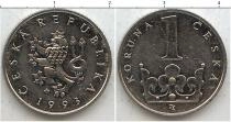 Продать Монеты Чехословакия 1 крона 1993 Сталь покрытая никелем
