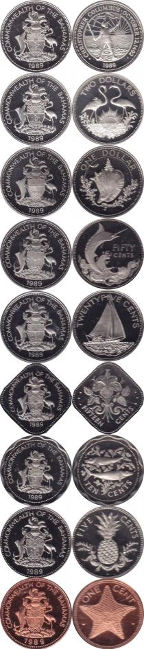 Продать Подарочные монеты Багамские острова Выпуск 1989 года 1989 Серебро