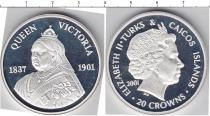 Продать Монеты Теркc и Кайкос 20 крон 2001 Серебро