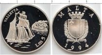Продать Монеты Мальта 5 милс 1994 Серебро
