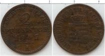 Продать Монеты Германия 2 пфеннига 1865 Медь