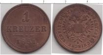 Продать Монеты Австро-Венгрия 1 крейцер 1851 Медь
