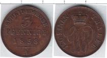 Продать Монеты Мекленбург-Стрелитц 3 пфеннига 1858 Медь