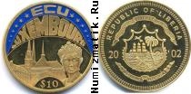 Продать Монеты Либерия 10 долларов 2002 Латунь