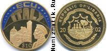 Продать Монеты Либерия 10 долларов 2002 Латунь