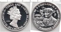 Продать Монеты Теркc и Кайкос 20 крон 1994 Серебро