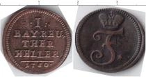 Продать Монеты Бранденбург 1 геллер 1752 Медь