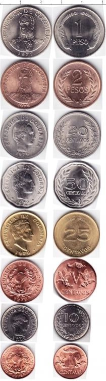 Продать Наборы монет Колумбия Колумбия 1977-1979 0 