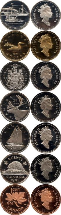 Продать Подарочные монеты Канада Памятный набор 1991 года 1991 