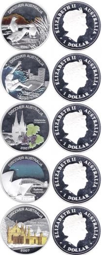 Продать Подарочные монеты Австралия Яркие достопримечательности Австралии 2007 Серебро