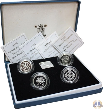 Продать Подарочные монеты Великобритания Выпуск монет 1994-1997 гг, 0 Серебро