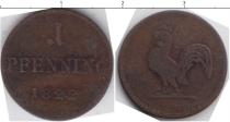 Продать Монеты Франкфурт 1 пфенниг 1822 Медь