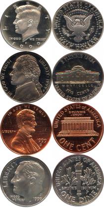 Продать Подарочные монеты США Набор монет 1999 года в качетсве пруф 1999 