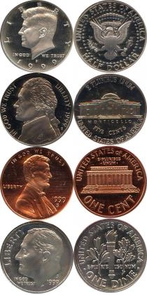 Продать Подарочные монеты США Набор монет 1999 года в качетсве пруф 1999 