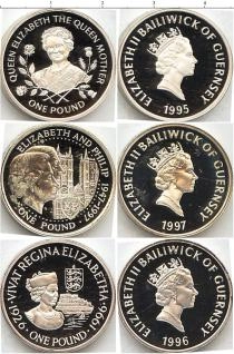 Продать Подарочные монеты Гернси 95-летие королевы-матери 1995 Серебро