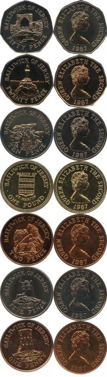 Продать Подарочные монеты Остров Джерси Выпуск 1987 года 1987 