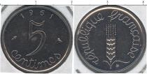 Продать Монеты Франция 5 сентим 1961 Медно-никель