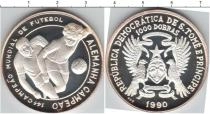 Продать Монеты Сан-Томе и Принсипи 1000 добрас 1990 Серебро