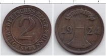 Продать Монеты Веймарская республика 2 пфеннига 1924 Медь