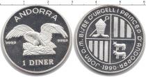 Продать Монеты Андорра 1 динер 1990 Серебро