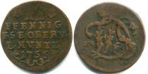 Продать Монеты Саксен-Веймар-Эйзенах 2 пфеннига 1755 Медь
