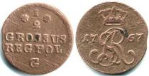 Продать Монеты Речь Посполита 1/2 гроша 1767 Медь