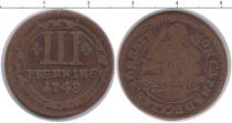 Продать Монеты Нассау 3 пфеннига 1748 Медь