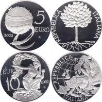 Продать Подарочные монеты Италия Набор монет 2003 года 2003 Серебро