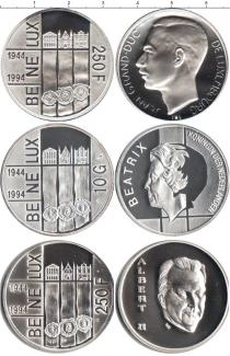 Продать Подарочные монеты Бельгия 50-летие Бенилюкса 1994 Серебро