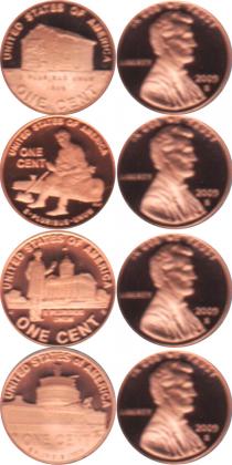 Продать Подарочные монеты США Набор 1-центовых монет 2009 Медь