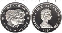 Продать Монеты Теркc и Кайкос 1 крона 1986 Серебро