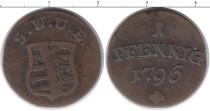 Продать Монеты Саксен-Веймар-Эйзенах 1 пфенниг 1796 Медь