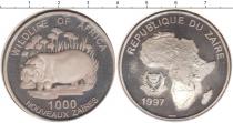 Продать Монеты Заир 1000 заиров 1997 Серебро